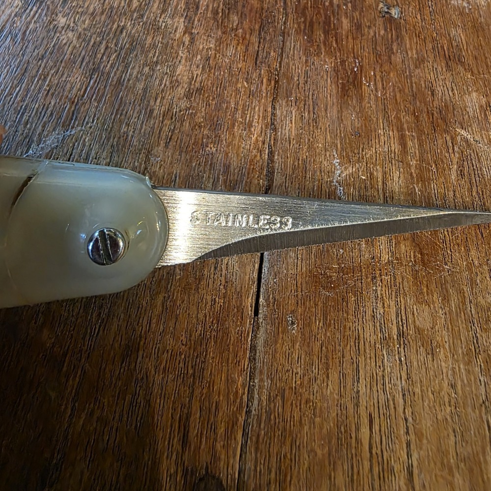 Vintage WAHL Barber Shears Scissors 1954 Patent 2676405 Celluloid Stainless 7" - Picture 5 of 7